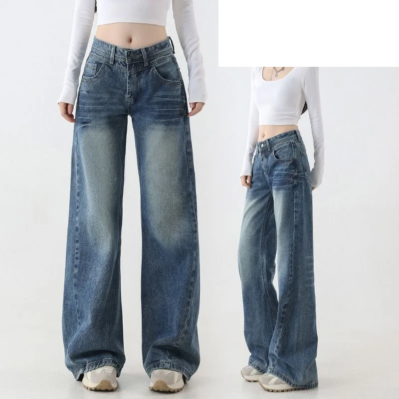 

Женские джинсы с низкой посадкой, слегка расклешенные, прямые, винтажные, свободные, из денима, в стиле Y2K, повседневные брюки