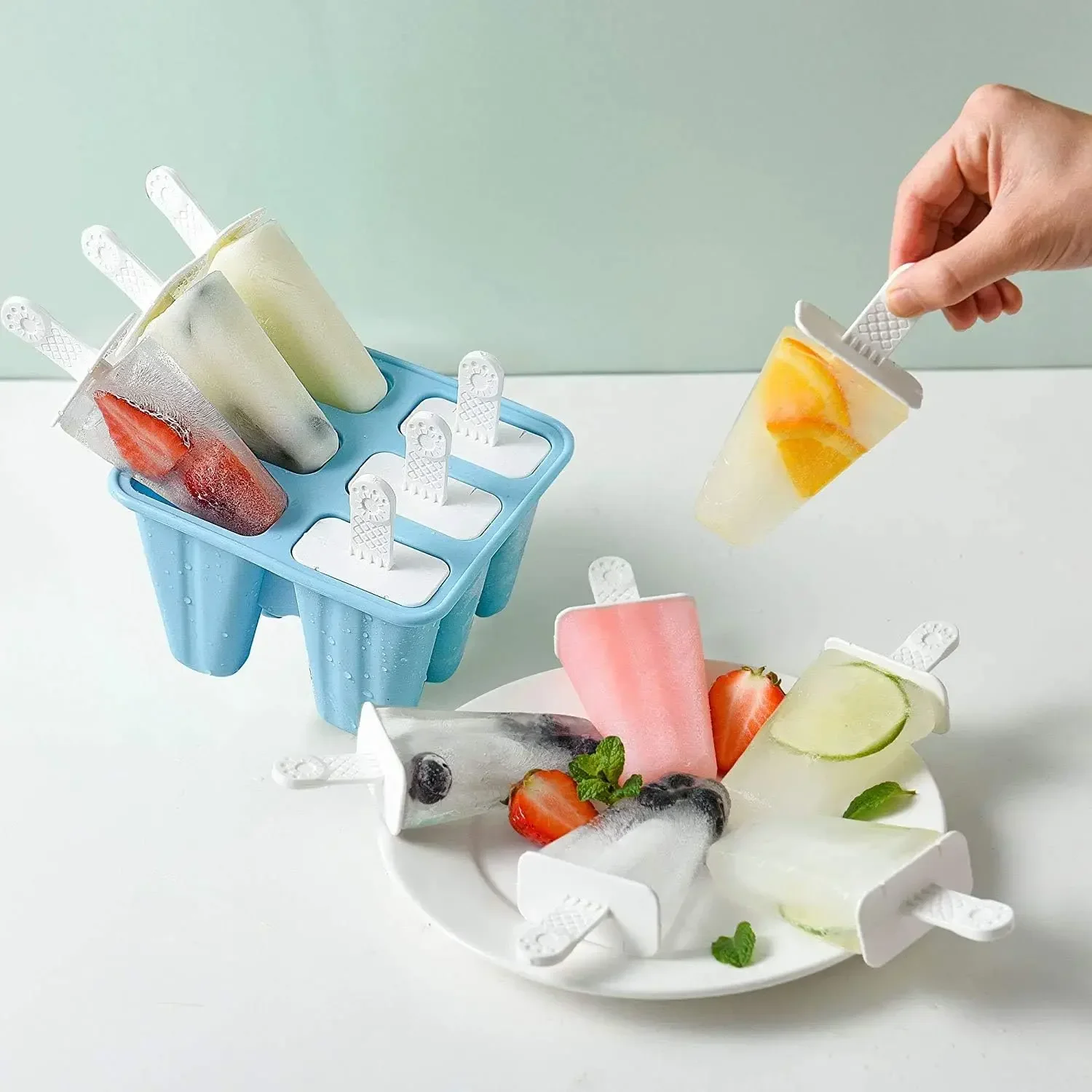 

6 Girds Creative Silicone Ice Mold for Home Use Summer DIY Homemade Ice Cream Mold Kids Popsicle Ice Cube Tray Freeze Box