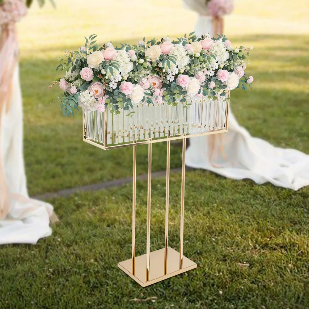 

Crystal Flower Vase Golden Wedding Centerpiece with Base Elegant Table Decoration for Wedding Birthday Party Home Decoration