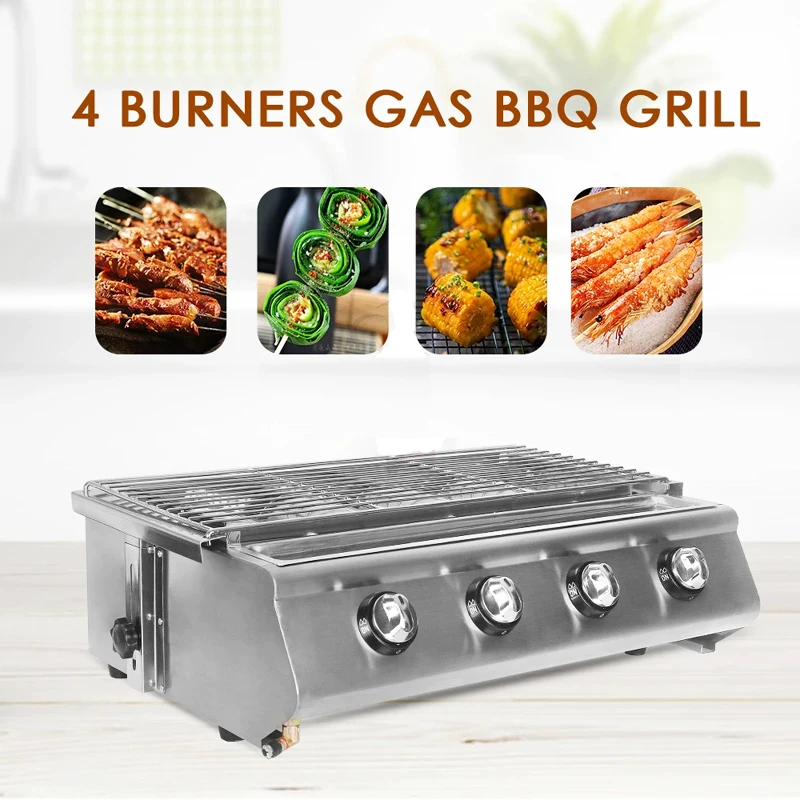 BBQ Grill 6 Infrared Burners Smokeless Stainless Steel Roast Stove With Covers Outdoor Grill for BBQ Cookware