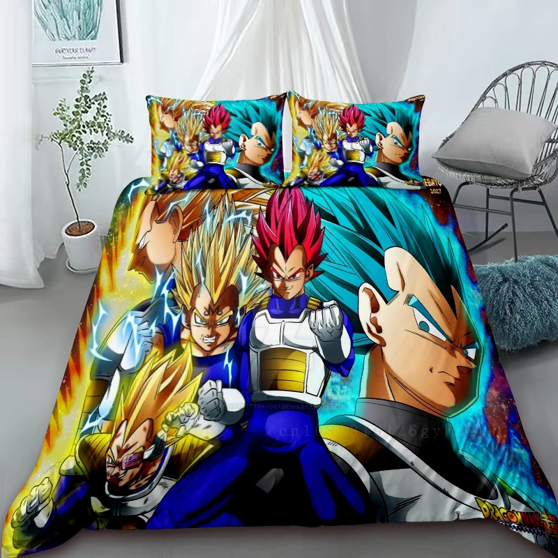 Duvet Cover Dragon Ball Comforter Super Saiyan Bedding Set Anime Cartoon Bed Bedroom Home Children Kids Christmas Gifts