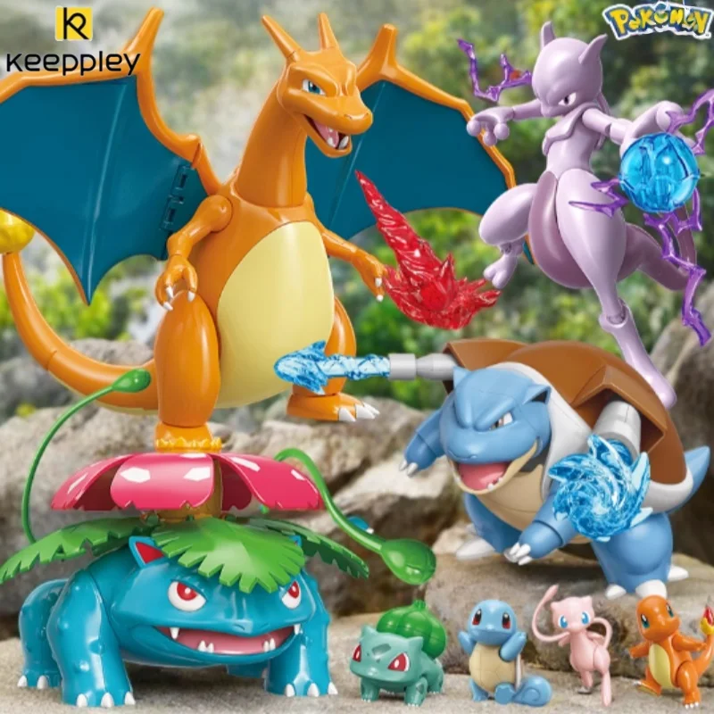 Keeppley Building Blocks Pokemon Adventure Version Pikachu Cartoon Assembly Model Charizard 3D T Anime Action Model Gifts