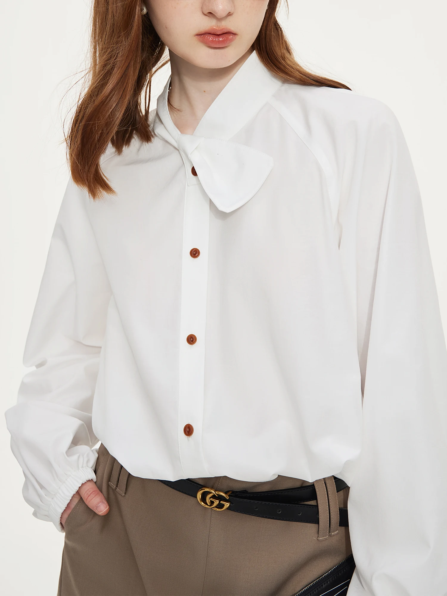 

FSLE Office Lady Women White Long Sleeved Shirt for Women's Autumn 2024 New Design Casual Loose Women Top 24FS13172