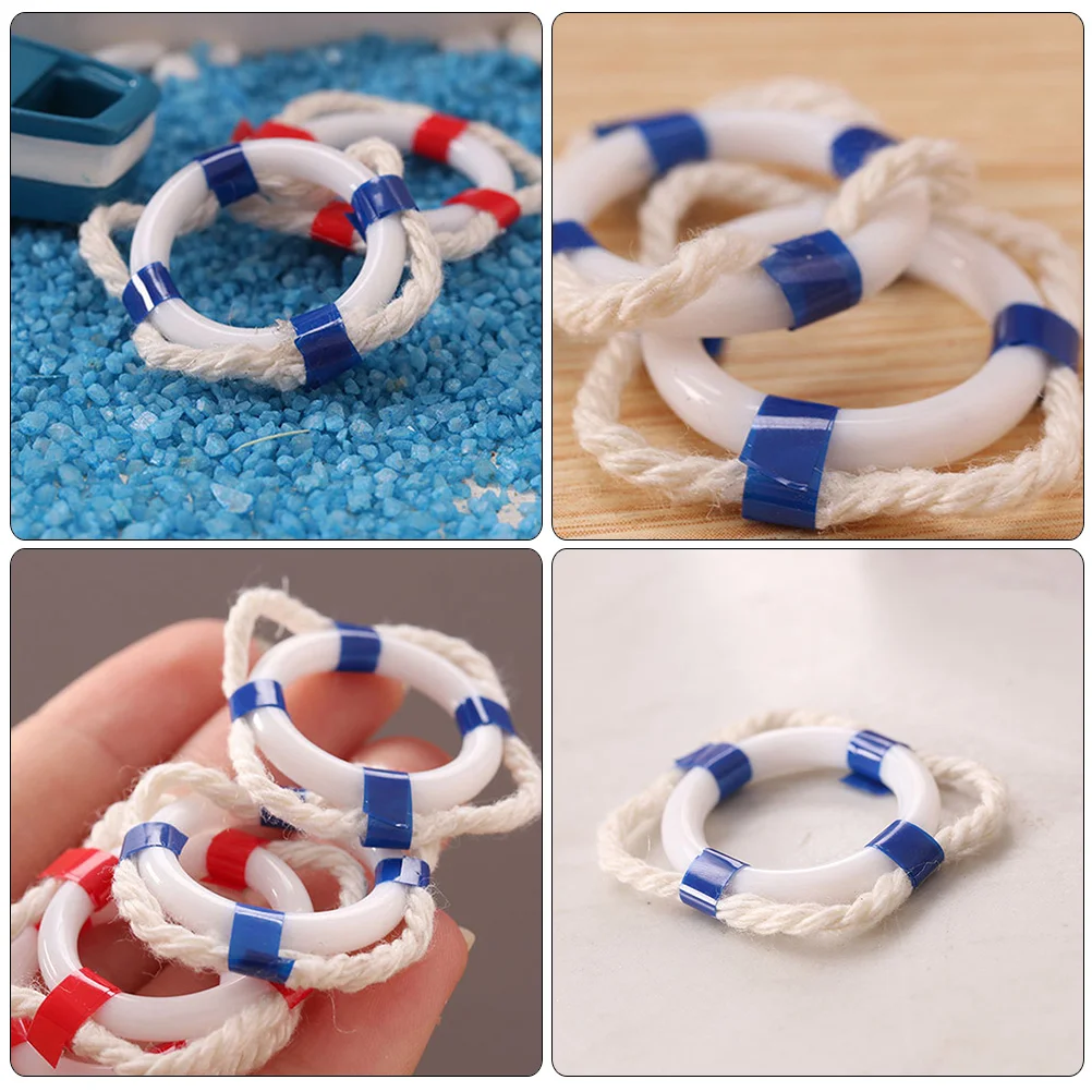 5 Pcs Miniature House Life Buoy Nautical Decor Floating Object Decorations Ornament Blue Party Baby