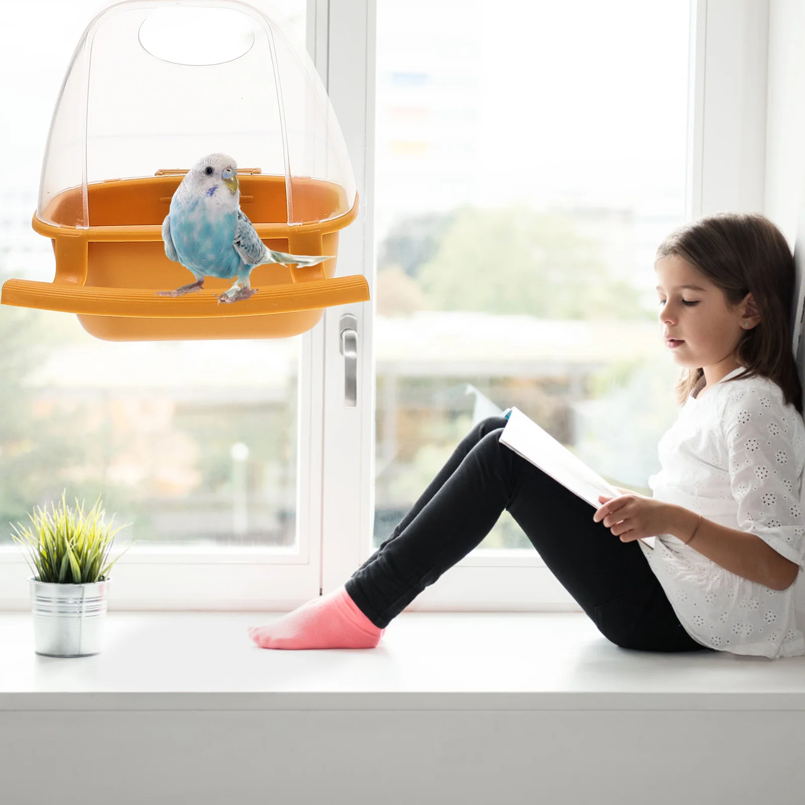 

2Pcs Bird Cage Feeder Multifunctional Hanging Bowl Large Capacity Pet Food Holder Easy Install Sturdy Bird Bowl