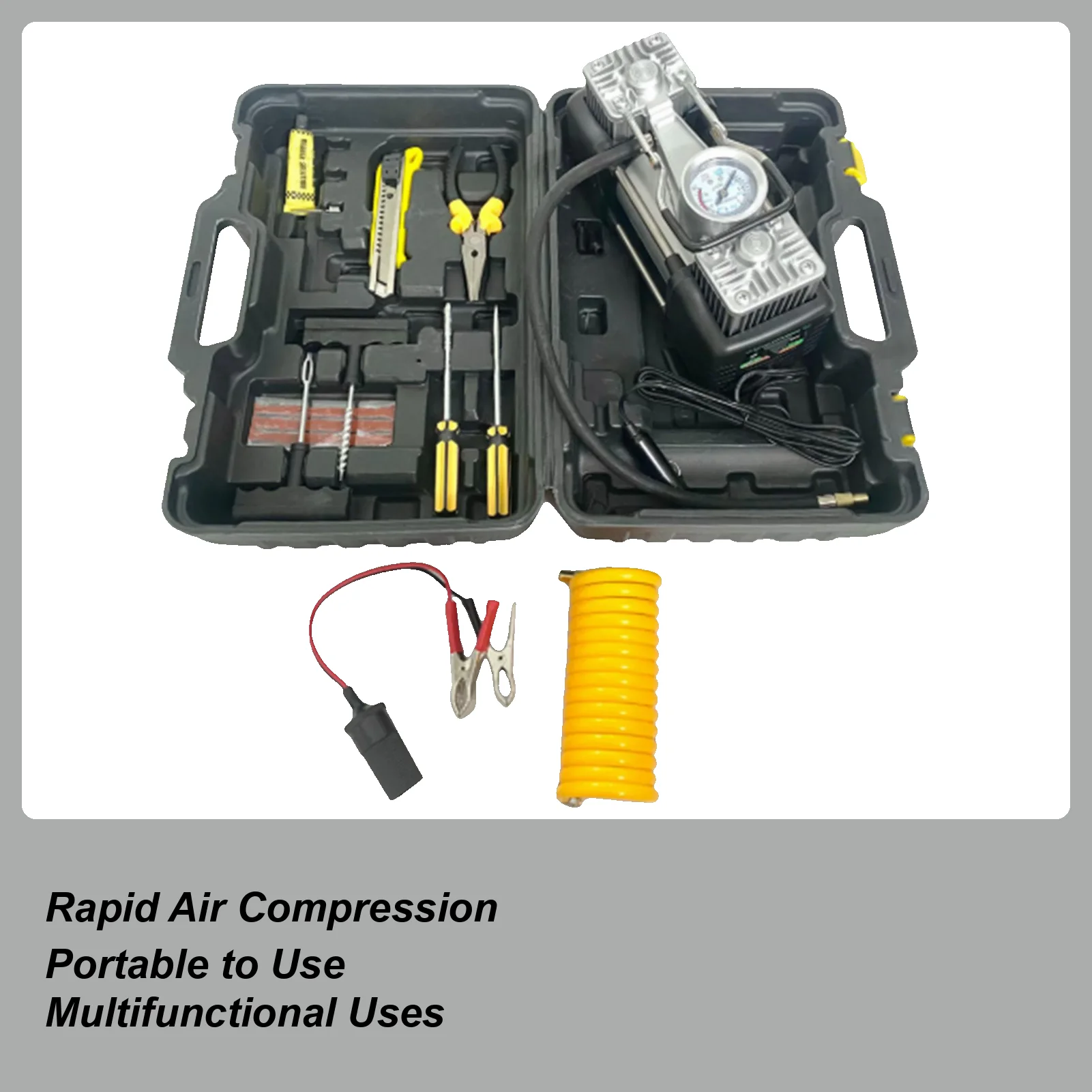 

Portable Air Compressor Case Tire Inflator Tool Set High Pressure 12V Inflator Set For Bike Motorcycle Truck RV Camping Travel
