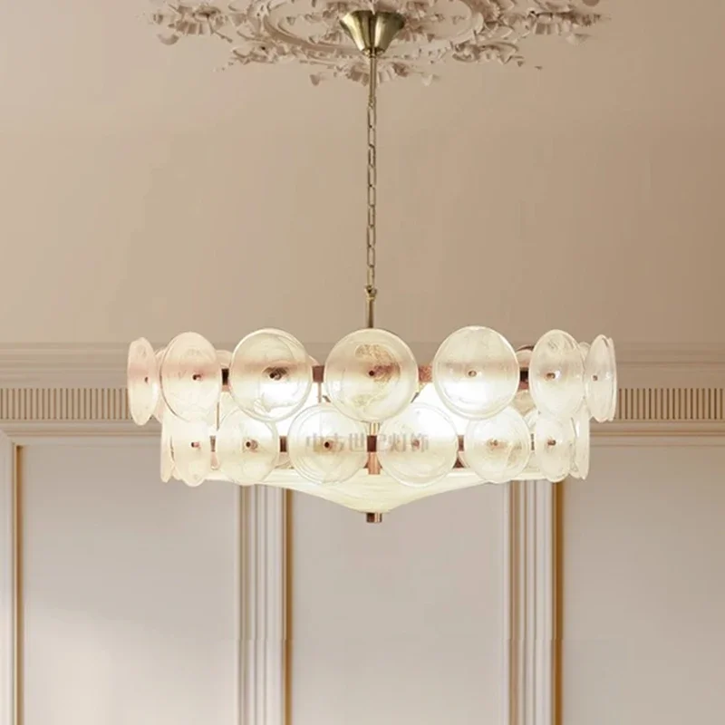 

American Green Glass Chandelier Murano Luxury Crystal Pendant Light for Living Room Bedroom Dining Room Vintage Decoration Lamp