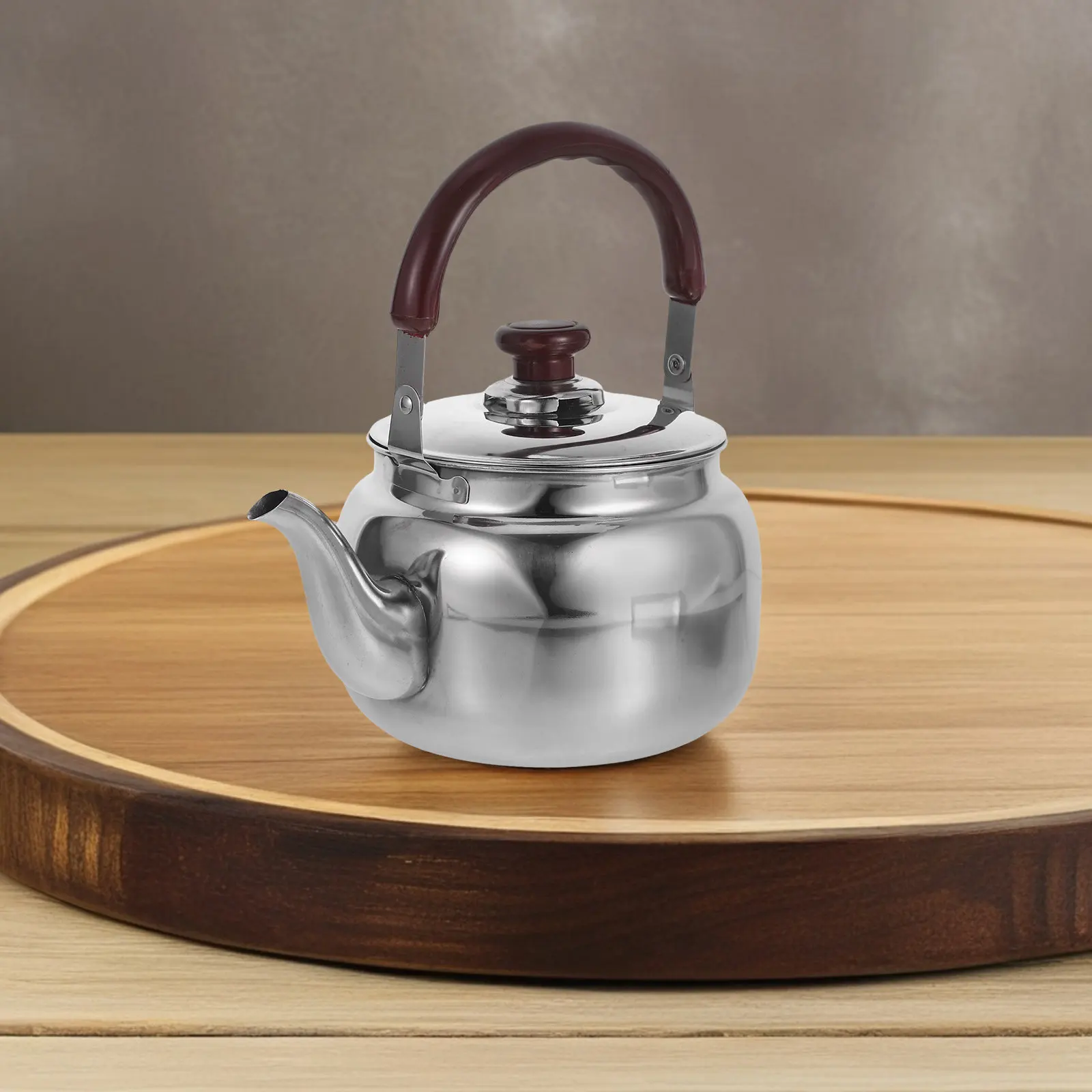 

Stainless Steel Whistling Tea Kettle Thickened Metal Teapot Ergonomic Heat Resistant Handle Stove Top Water Boiler Tea Pot