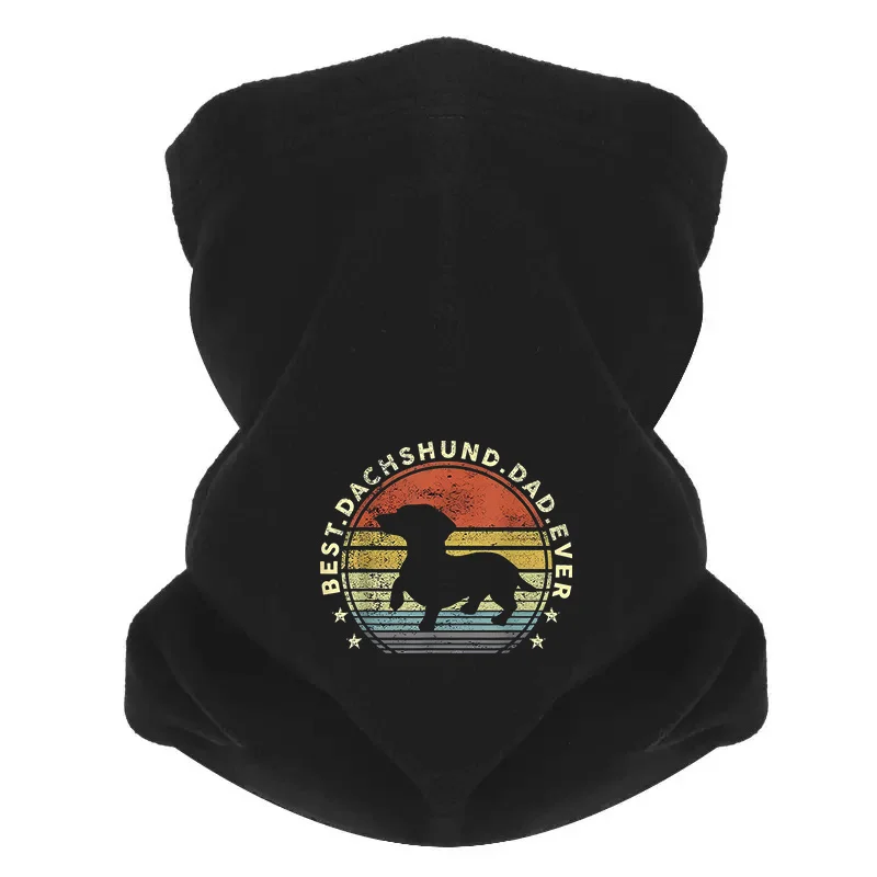 Dachshund dad best dog ever black silhouette Men Windproof Scarf Mask Neck Gaiter Hat Women cap Headgear Outdoor Keep Warm Winte