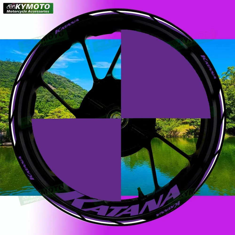 

Аксессуары для мотоциклов KATANA, 17-дюймовые наклейки на ступицу переднего и заднего колеса, обтекатель, светоотражающие водонепроницаемые наклейки, украшение