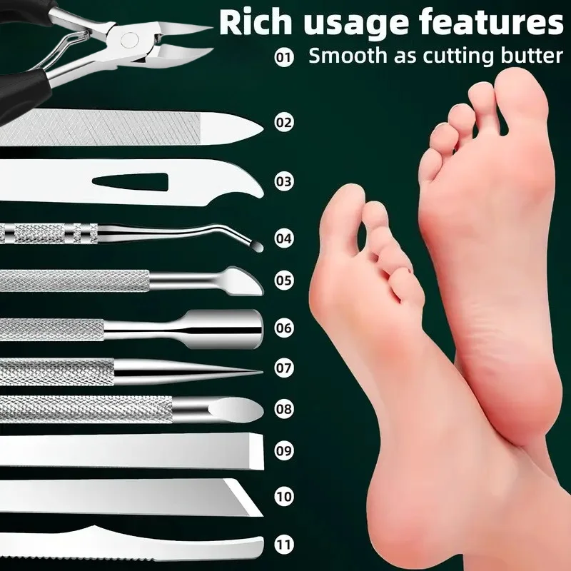 ชุดดูแลเล็บมืออาชีพ 8 ชิ้น - ชุดหนังกําพร้าสแตนเลส, เครื่องมือแต่งเล็บ, ไม่มีชุดดูแลเท้าไฟฟ้าพร้อมกล่องเก็บของแบบพกพา