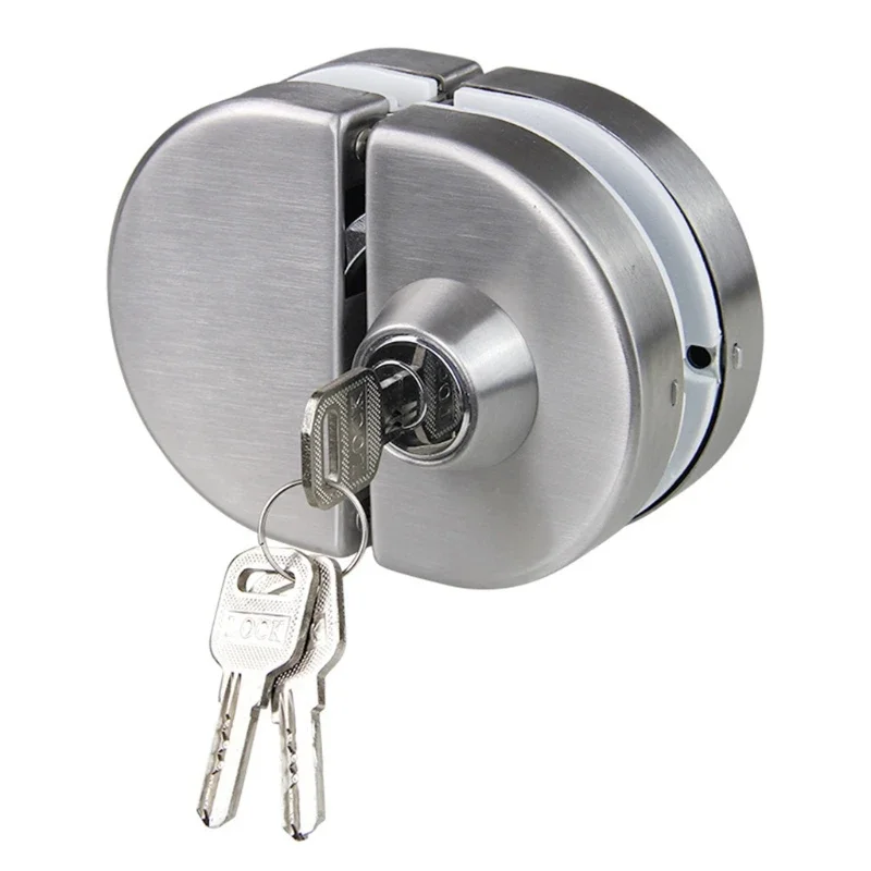 Glass Door Lock Stainless Steel Double Bolts Swing Push Sliding Control No Drill Anti-Theft Security Lock with Keys