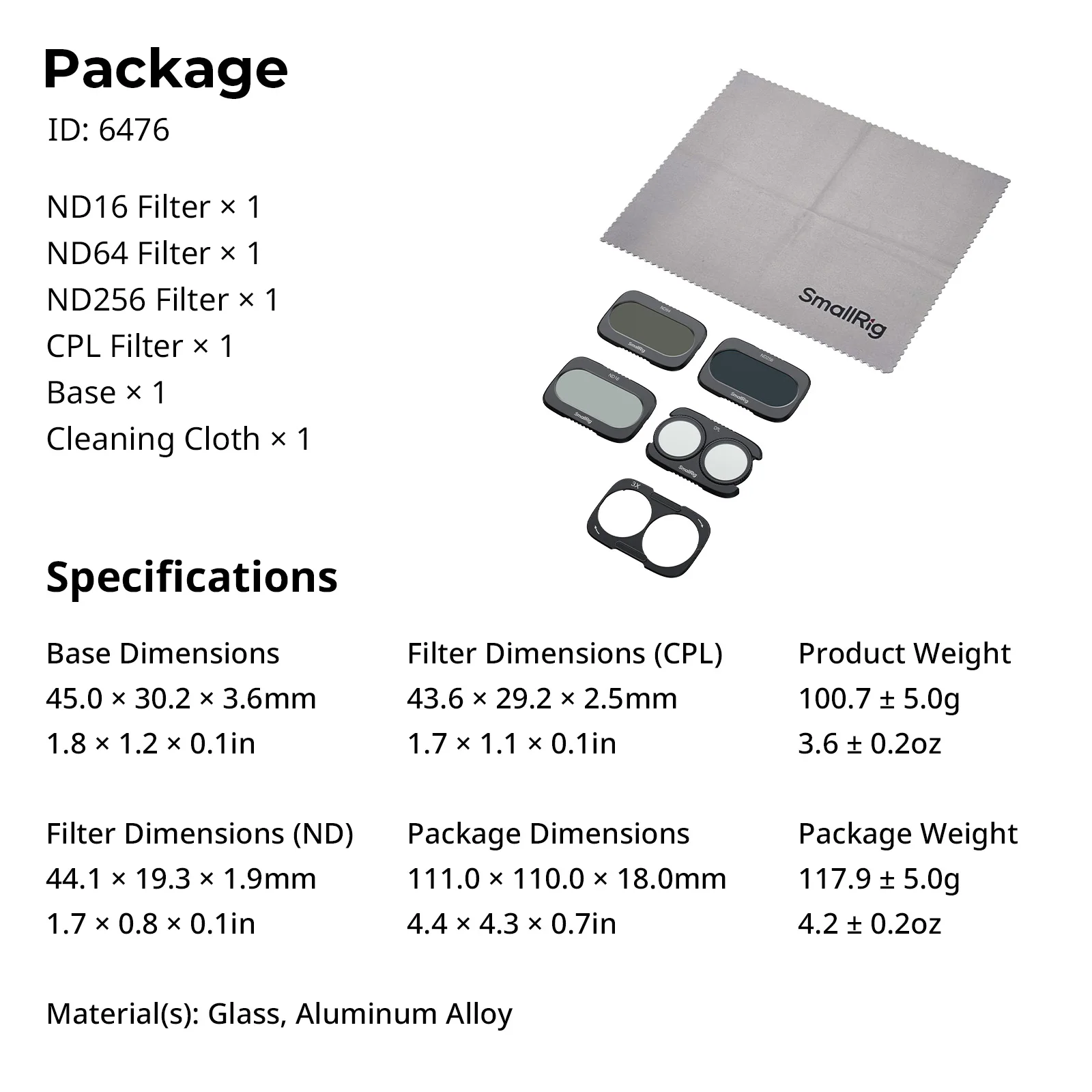 SmallRig Split Filter Kit for Osmo Pocket 4P CPL ND Black Soft Diffusion Beauty Portrait Lens Protector Accessory 6476/6477