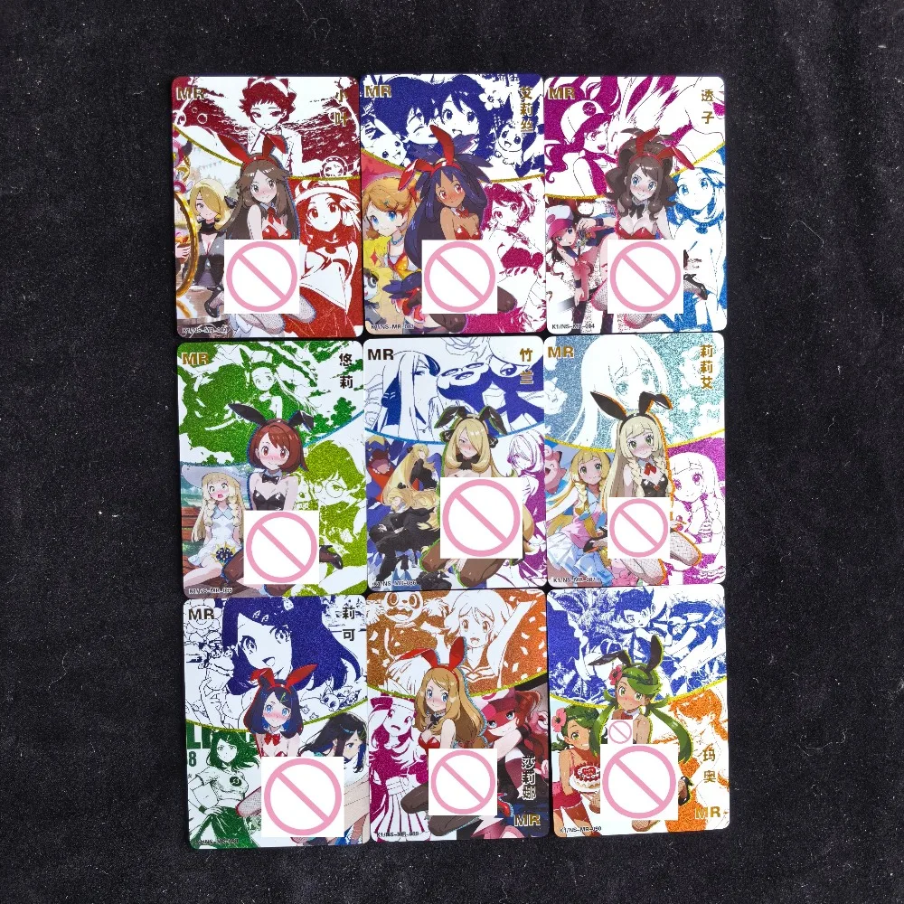 9pcs/set DIY Goddess Story MR Trainer Girl Nurse Joy/Lana Flash Card May Jessie Sango Lillie Anime Game Collection Card Toys