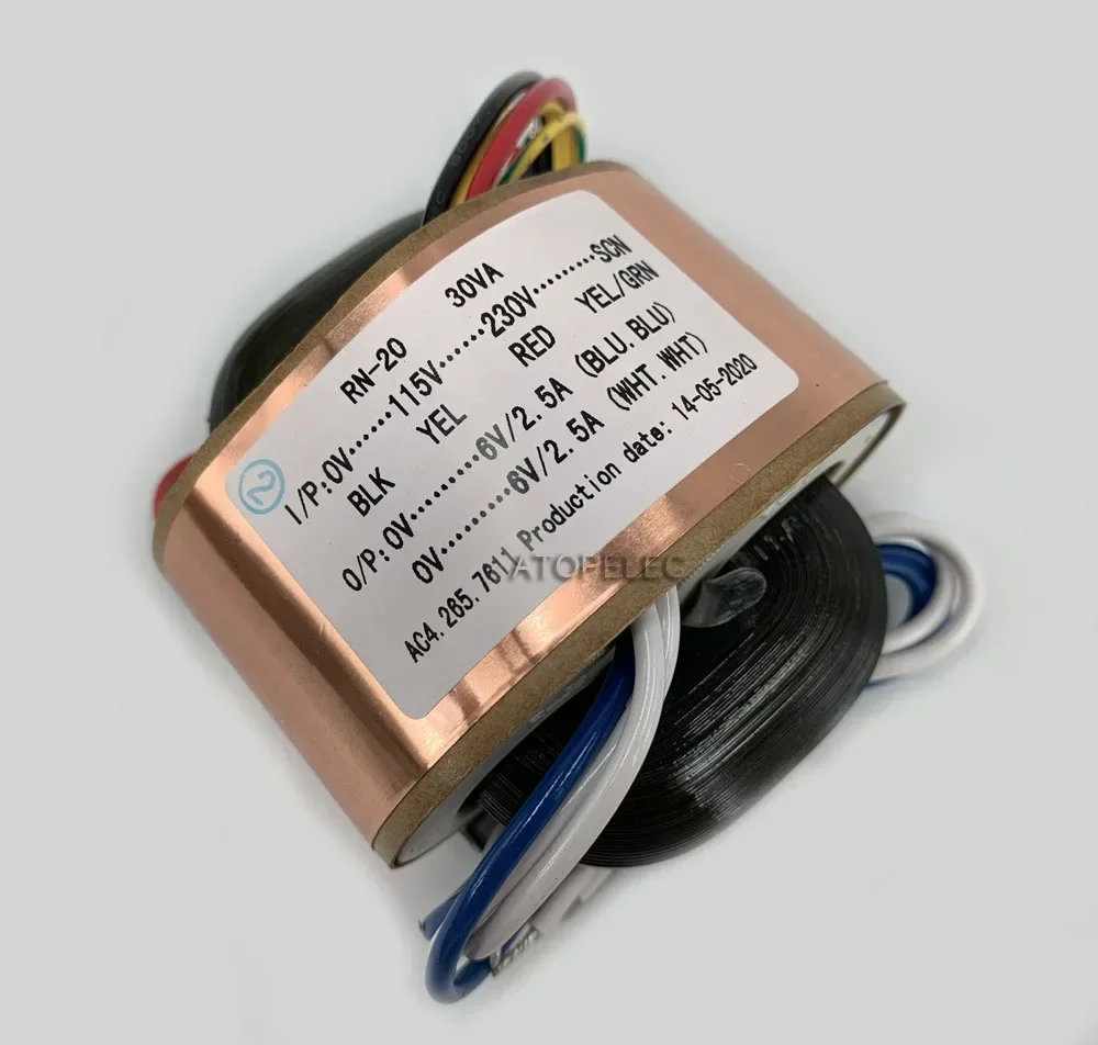 115V 230V 30W R-Core Shielded Transformer 6V+6V 2.5A for Hi-Fi Audio Amplifier Preamps AMP R Core