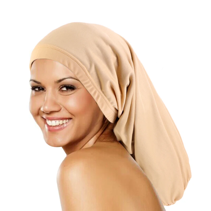 Long Turban stretchy bonnet dreadlock cap for braid long hair Sleeping Curly Night Cap Hair Care Bonnet for Women Men Unisex Cap