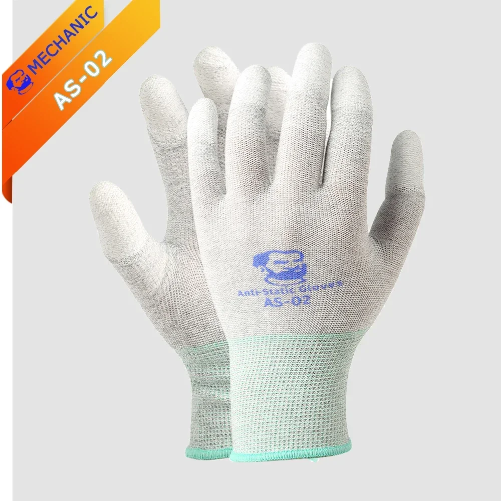 Chống Tĩnh Điện Găng Tay Như-02 Độ Đàn Hồi Chống Trơn Trượt Ngón Tay Sơn Phủ PU Sợi Carbon Điện Tử Công Việc Găng Tay Bảo Vệ thợ Cơ Khí
