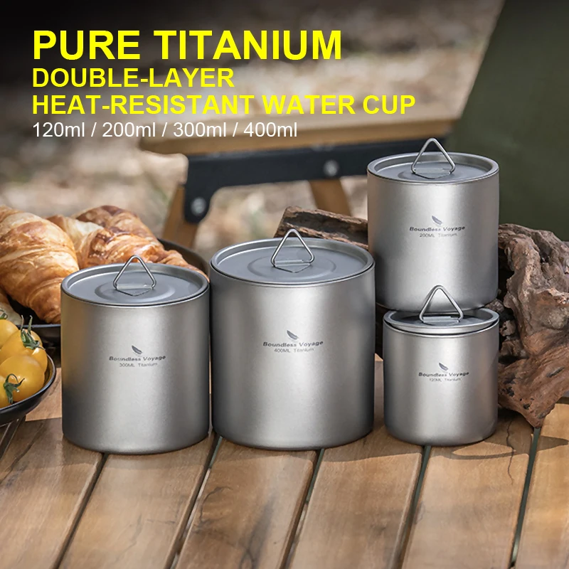 

Pure Titanium Double-Layer Heat-Resistant Water Cup, Lightweight,Portable And Healthy, Outdoor Camping, Picnic, Coffee Mug，A1493