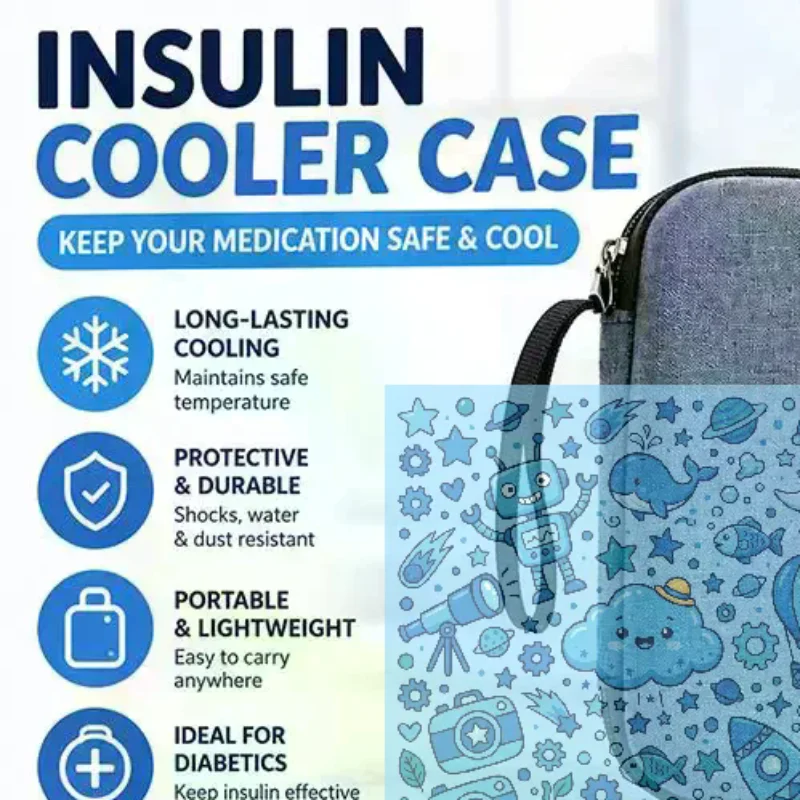 1Set Portable Diabetic Insulin Cooling Bag Protector Refrigerated High Capacity  Cooler Organizer Travel Case