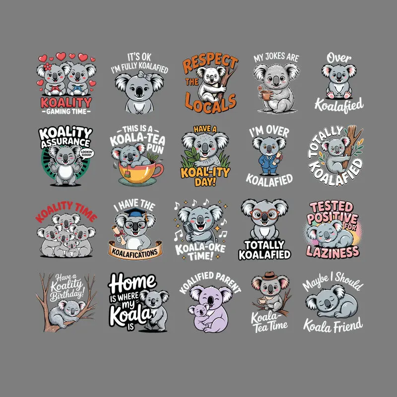 25CM Cartoon cute koala animals Series Heat Transfer Stickers T-shirt DTF Iron On Patches For  adult Clothes Decal