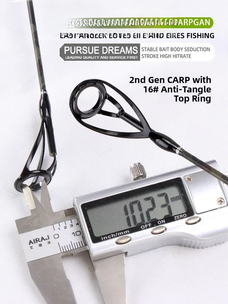 قصبة صيد الكارب من ألياف الكربون خفيفة الوزن للغاية، مكونة من ثلاثة أقسام قابلة للتجميع، للرمي البعيد والصيد من الشاطئ وصيد ا...