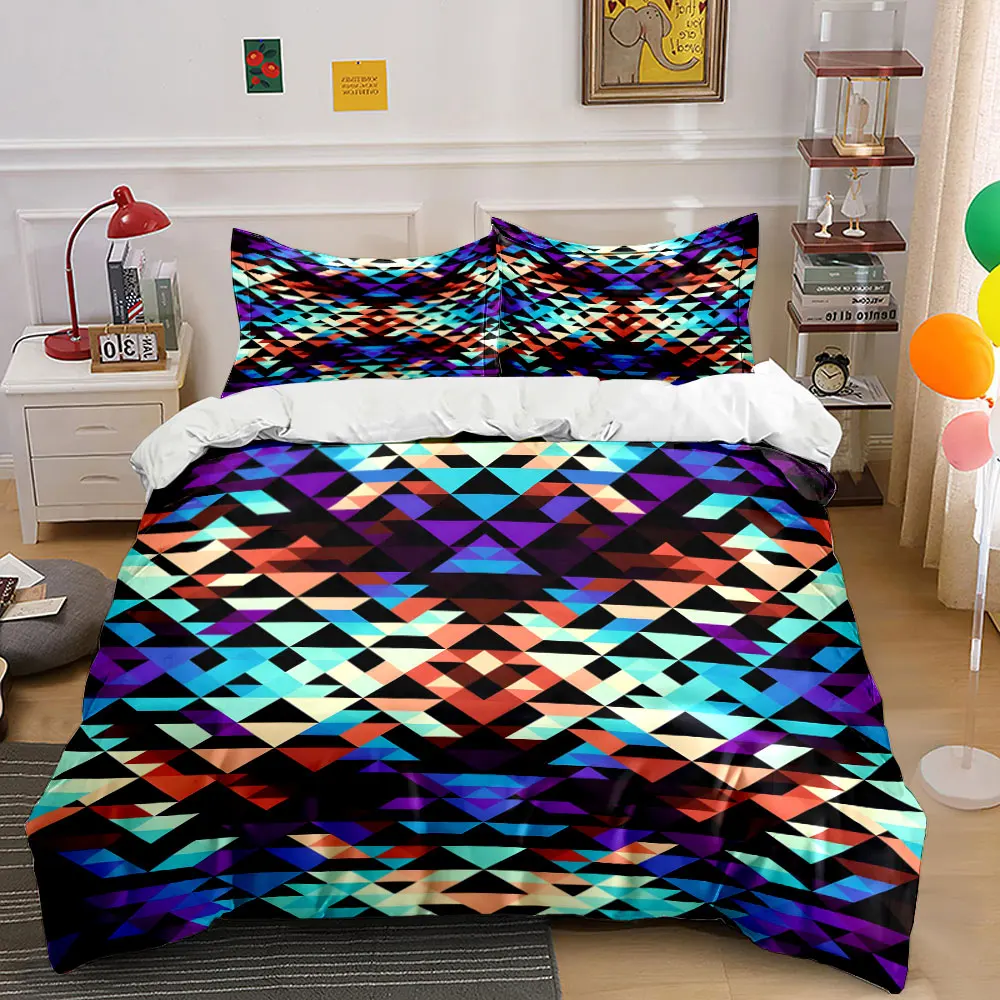 

Colorful Geometric Triangle Pattern Print Soft Comfortable Duvet Cover Bedding Set Included 1*Duvet Cover 2*Pillowcases