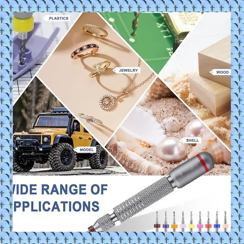 NOCM Hand Drill Bits Set - 10Pcs Metal Mini Pin Vise Hand Drill Bits&10Pcs Micro-Type Chuck Collet For Jewelry Making Carving