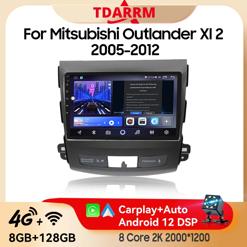 

2Din Car Radio Multimedia Video Player For Mitsubishi Outlander Xl 2 2005 -2012 Navigation GPS Carplay Auto 4G Android 12 Stereo