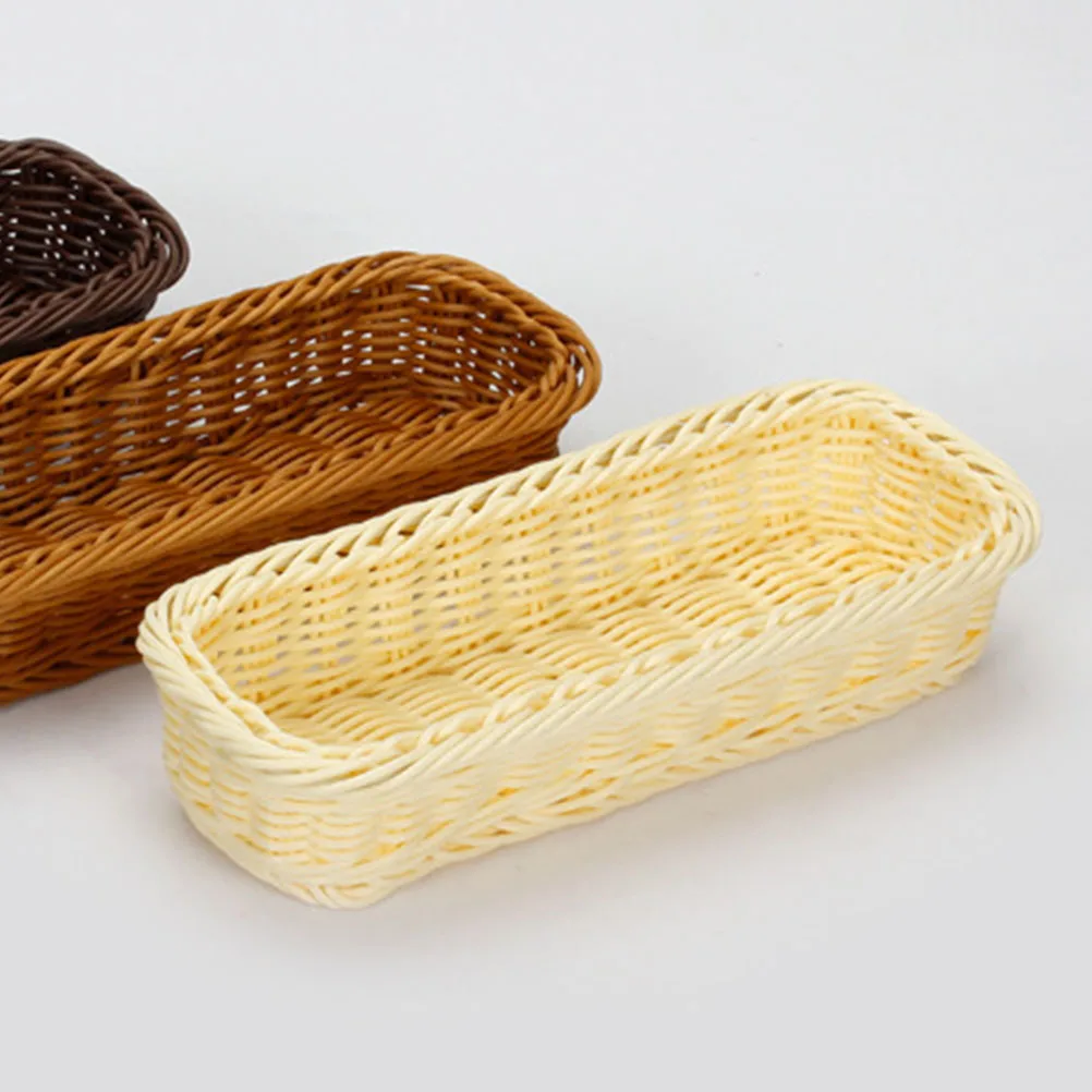 

2 Pcs Utensils Storage Basket Kitchen Baskets for Scalable Beige Plastic Office
