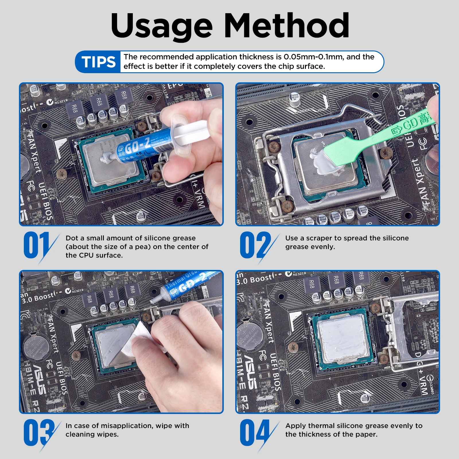 Gd900 gd007 GD-2 kit de graxa condutora térmica dissipador de calor pasta de silicone para processadores cpu de computador dissipador de calor gesso refrigerador de água
