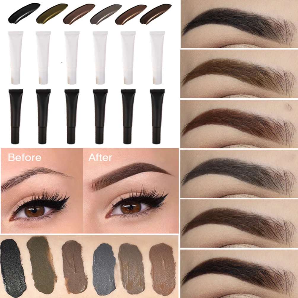 

6-color Private Label Eyebrow Cream Custom Logo Hose Tube Eye Brow Tint Waterproof Natural White Black Package Eyes Makeup Vegan