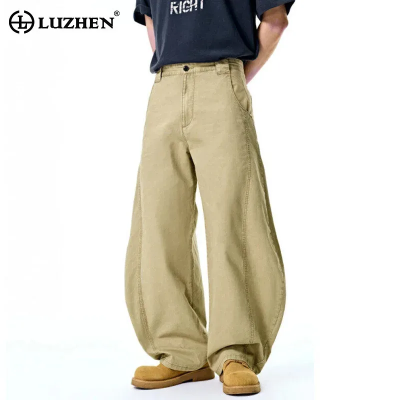 

LUZHEN 2025 New Original Solid Color Loose Wide Leg Casual Denim Pants Men's High Quality Simple Handsome Jeans Clothes JY1707