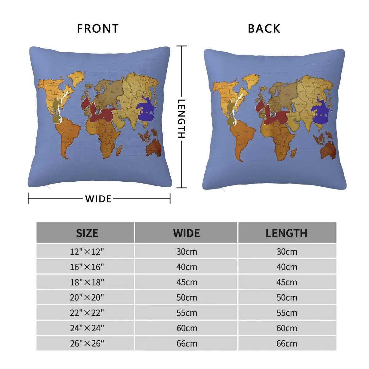 Risk Global Domination Square Pillowcase Polyester Linen Velvet Pattern Zip Decorative Room Cushion Case