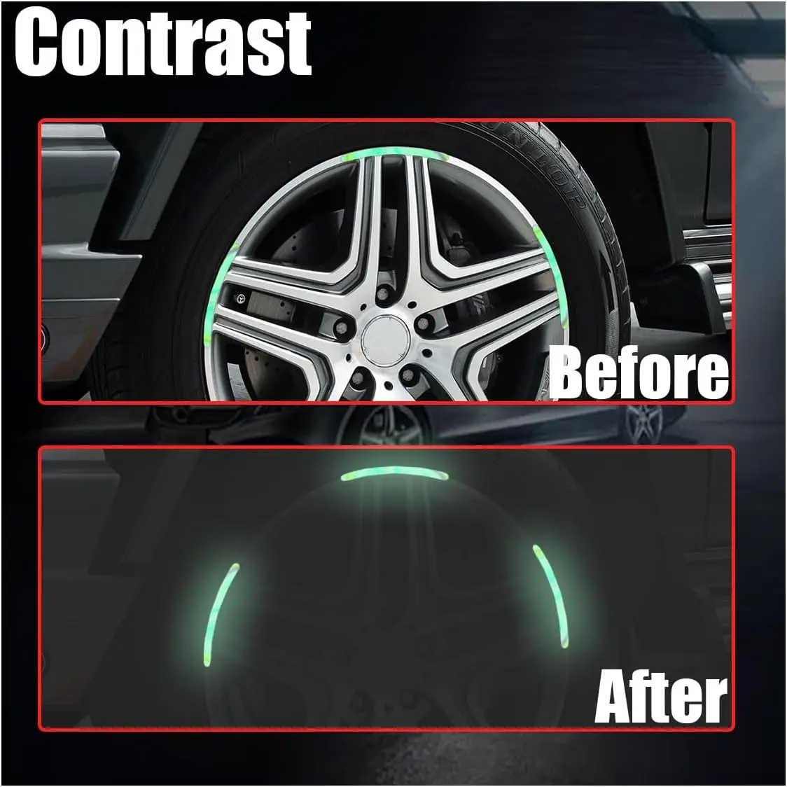 20PCS Car Wheel Stripe Reflective Stickers, Car Wheel Night Safety Warning Stickers Anti-Scratch Reflective Rim Stickers, Car Wh