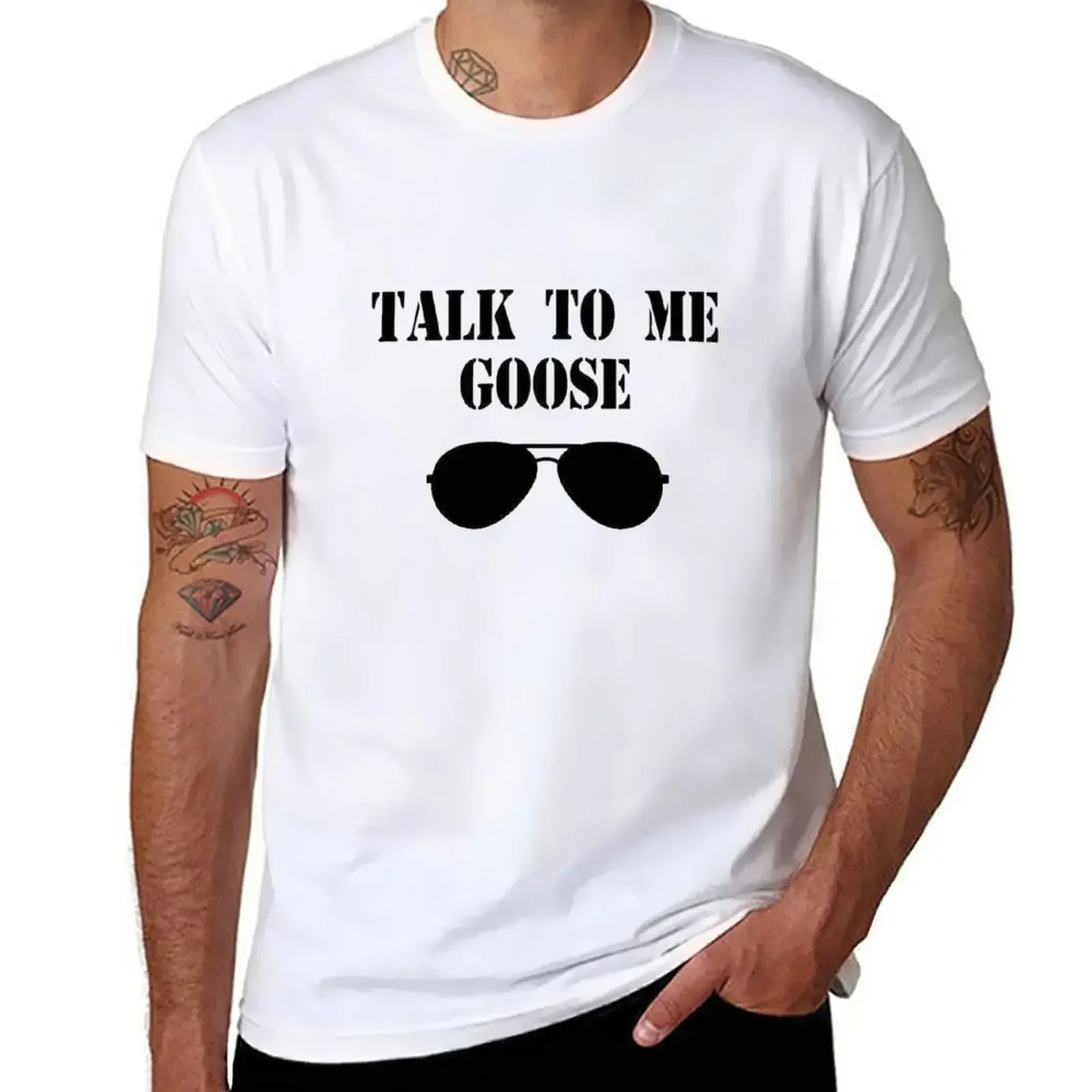 GunTalk To Me Goose T-shirt surdimensionné pour homme, graphique, imprimé animal, scopique, garçons, grandes tailles