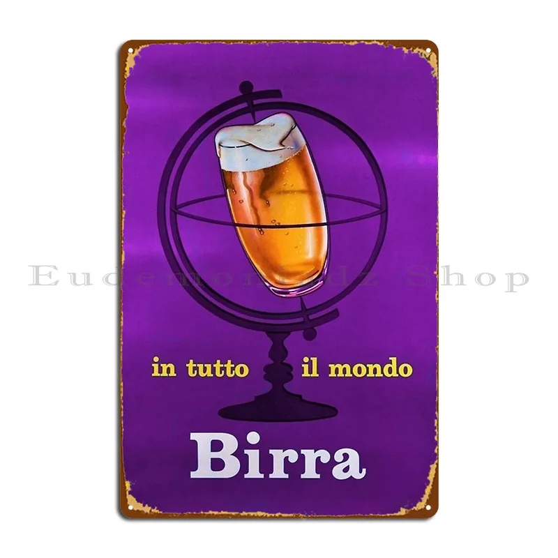 1920 Vintage Italian Birra Milano Beer Alcoholic Beverage Purple Metal Sign Iron Wall Cave Club Plaques Party Tin Sign Poster