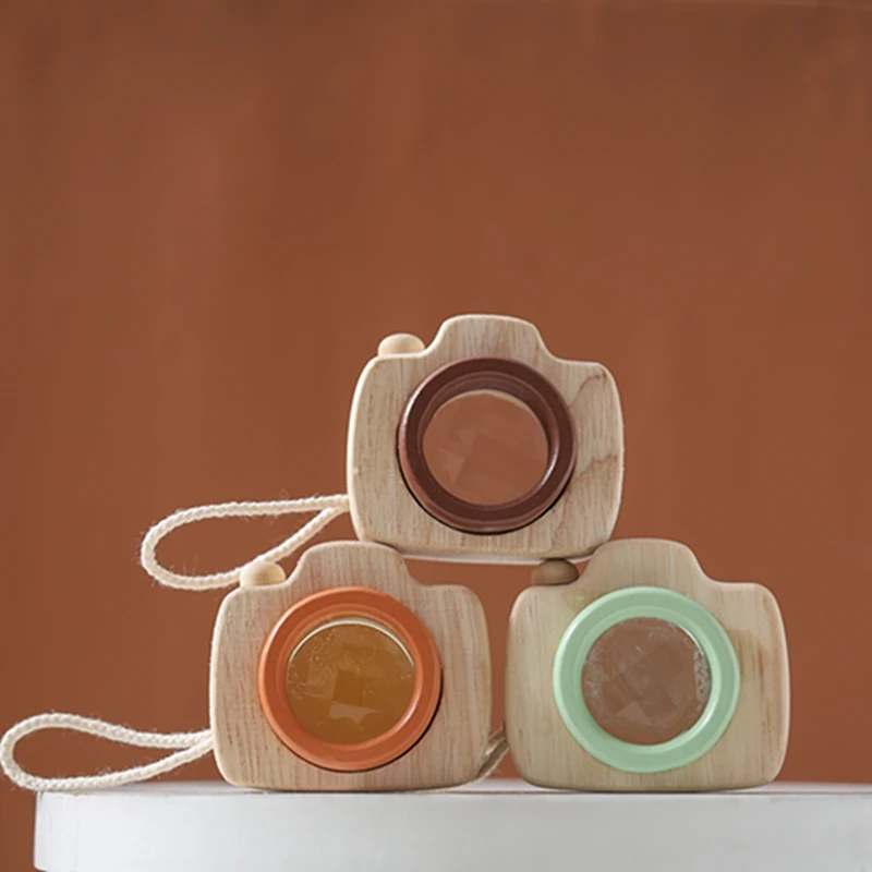 1PC/3PCS Baby Wooden Colorful Camera Kaleidoscope Toys Beech Wooden for Children Kids Learning Early Educational Montessori Toys