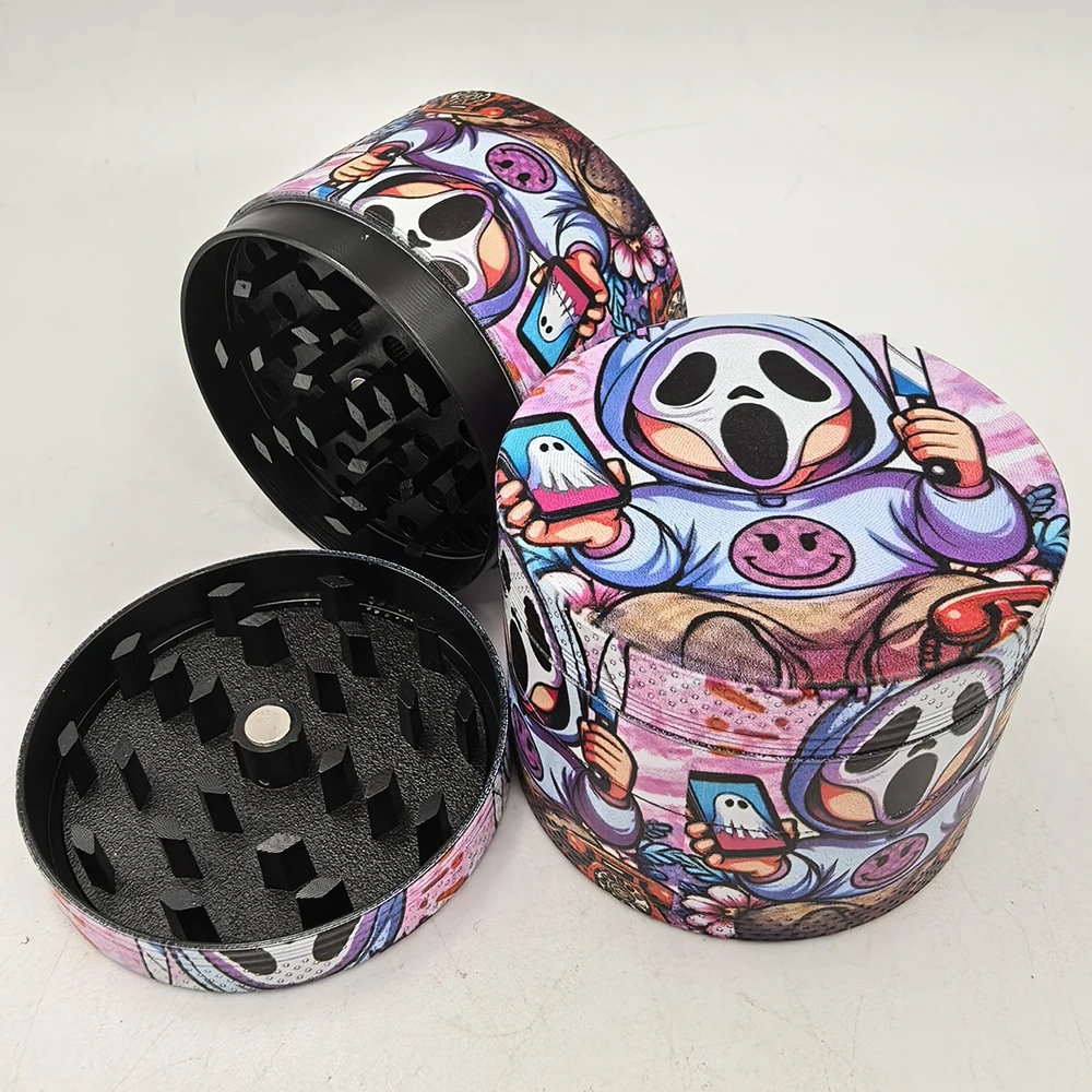 50mm Pink Ghost Herb Grinder 2 inch UV Print Metal Tobacco Grinder tool