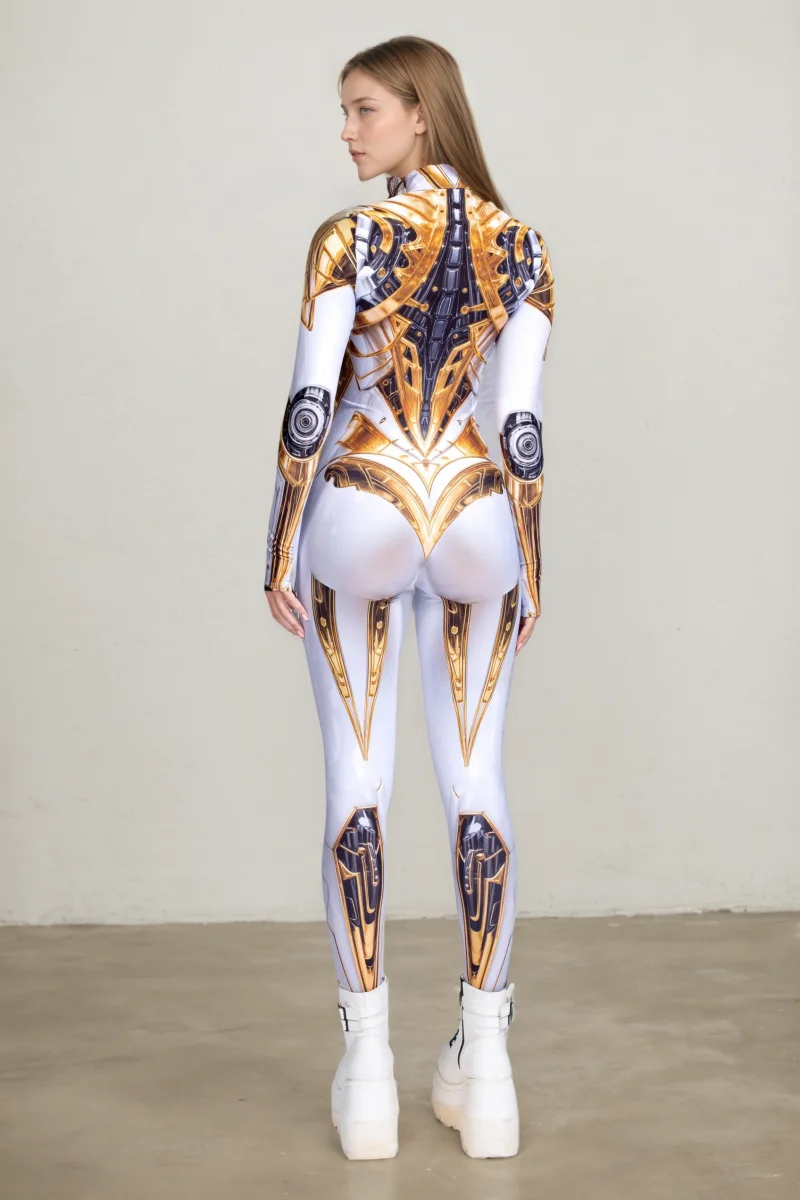 Mehrfarbiger mechanischer Roboter-Jumpsuit, Halloween-Cosplay-Bodysuit, Kostüm für Partys, Bühnenauftritte, Catsuit, Aerial-Yoga-Anzug, Zentai – Detail 6