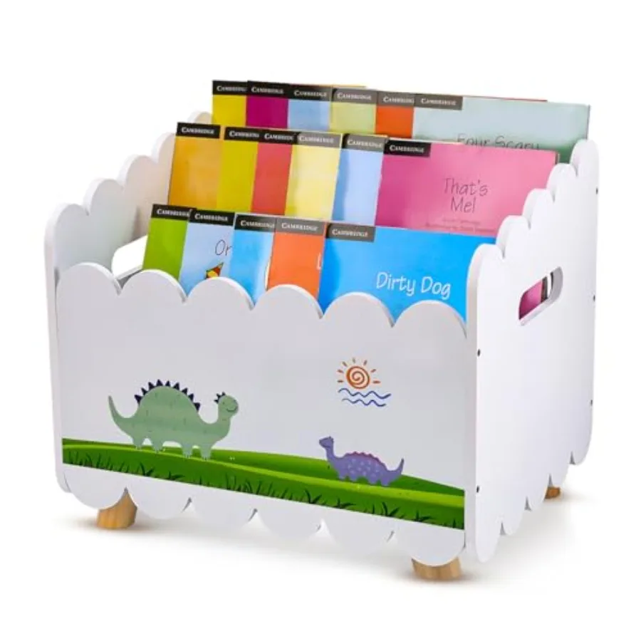 

QwayHome Деревянная книжная полка Книжная полка Монтессори Органайзер для хранения игрушек с ручками Книжный шкаф для малышей с 2 регулируемыми перегородками для