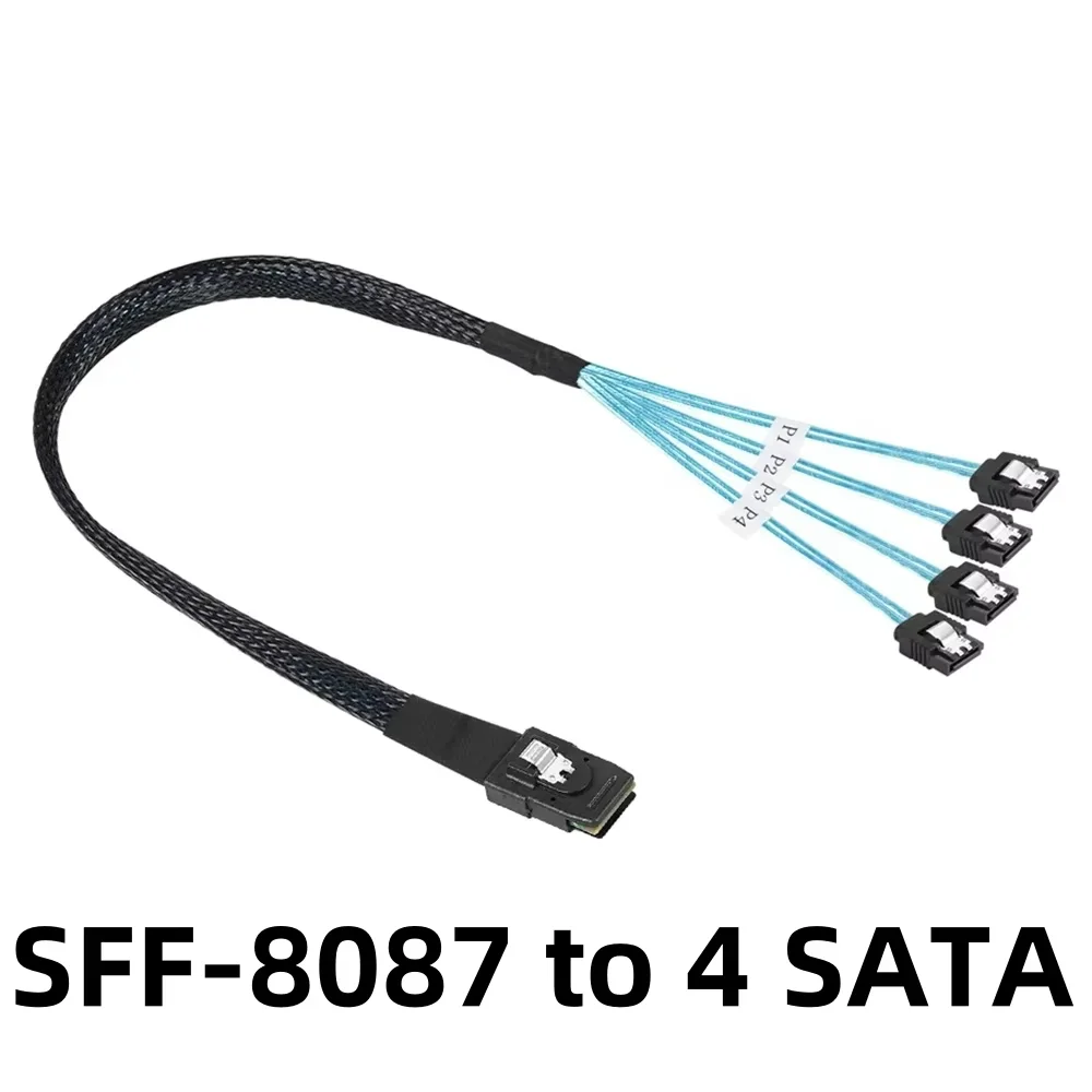 0.5M 1M Mini SAS HD SFF-8643 SFF-8087 to SFF-8482 29Pin with 15Pin Power Connector 4xSATA Cable for Hard Drive Controller Server