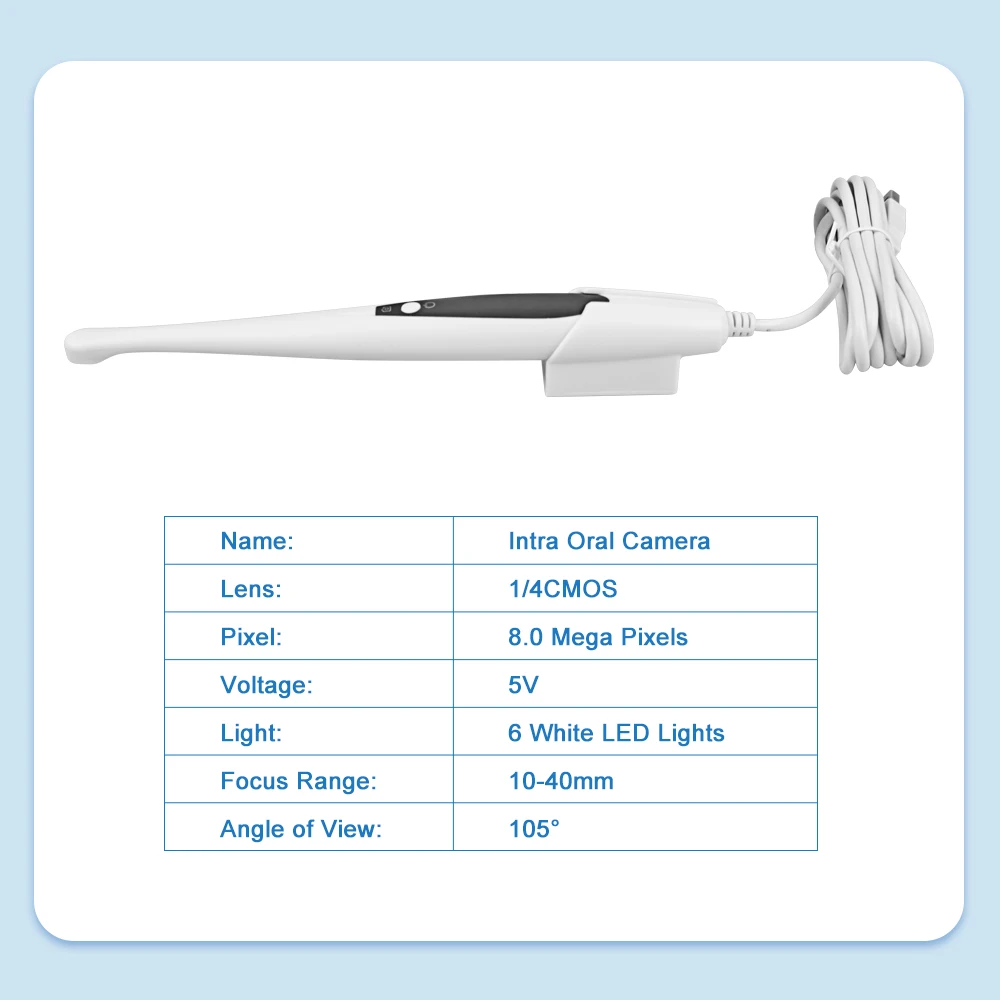 6mm Super mini Lens Dental USB CMOS Intraoral Camera 8.0 Mega Pixels 6 White LED Intra Oral Examination Camera Dentistry Tools