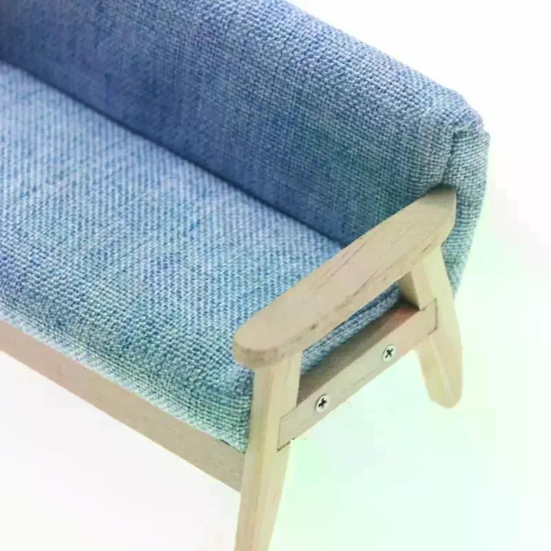 1개 시뮬레이션 미니어처 거실 의자 1:12 미니 인형집 가구 나무 이중 소파 어린이 역할 놀이 인형집 장식