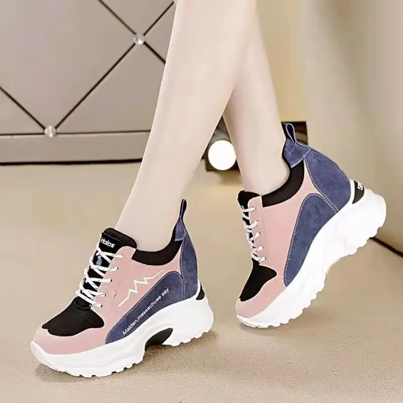 Shoes Woman Spring 2023 Women\'s Sports Platform Sneakers Wedges Heels Casual Trendyol Luxury Autumn Comfortable Elegant Lace-up