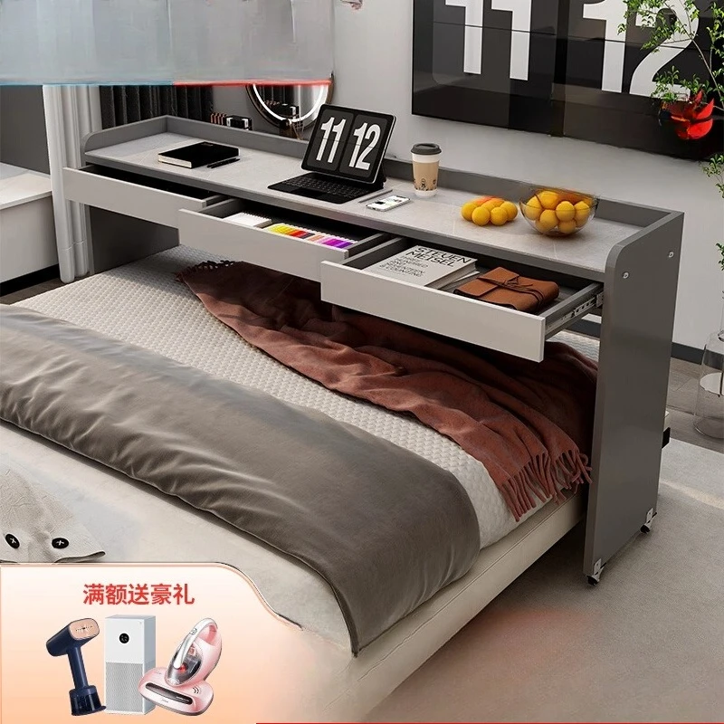 

Desktop study table desk lazy movable cross bed bedside bedroom desk bed computer table customization