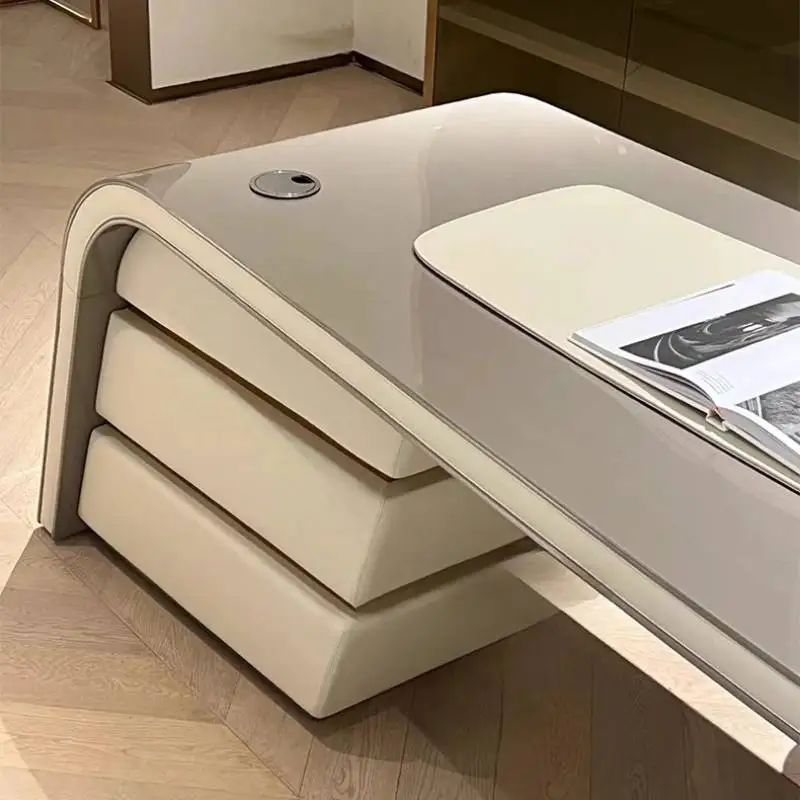 Mesa de escritório executiva de armazenamento barato designer moderno grande branco mesa de computador jogos ajustável scrivania estação de trabalho mesa