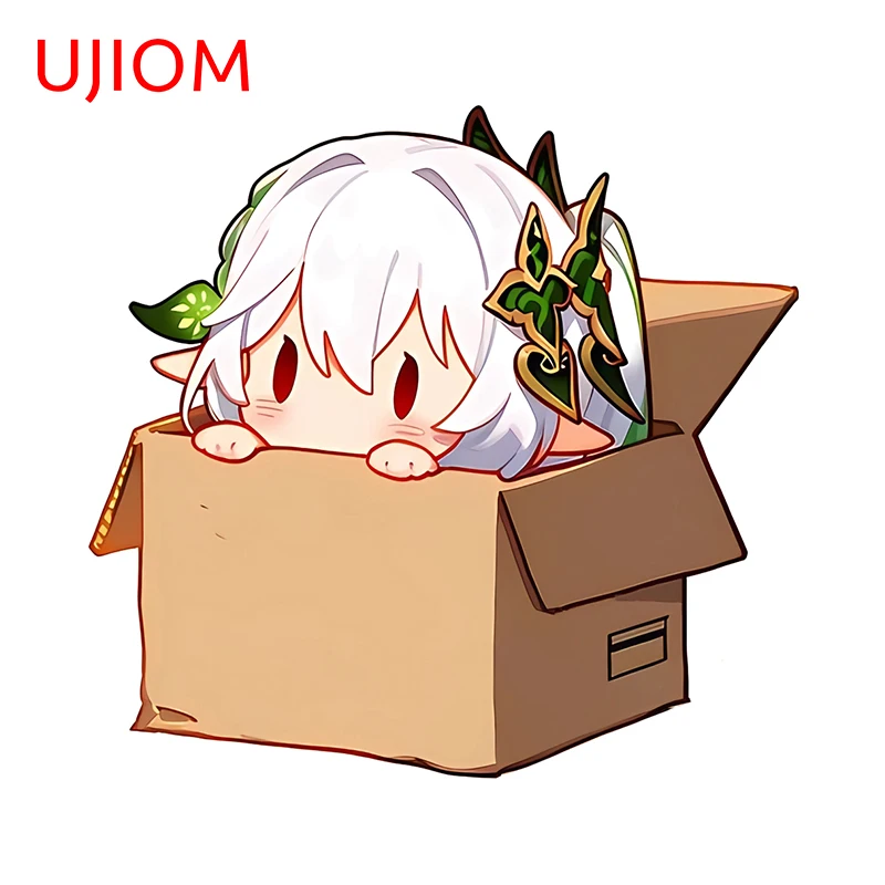 UJIOM 13cm × 12.4cm Genshin Impact Nahida Klee Box Peekers Wall Stickers Creative Cartoon Refrigerators Decals Cute Wallpapers