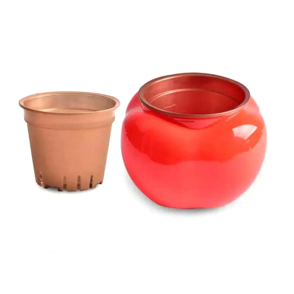 1 Set Flower Pot Dual Layer Hydroponic Plastic Decorative Plant Flower Pot with Water Container Lazy