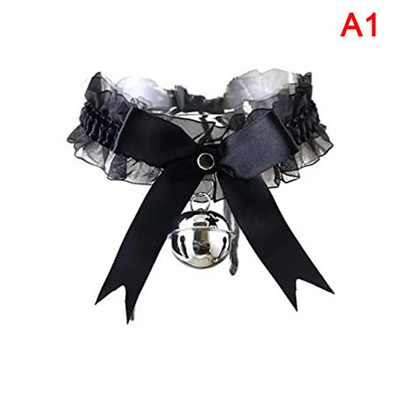 Adjustable Lace Choker With Bell Sweet Cute Gothic Choker Necklaces Collar For Women Girls Detachable Cosplay Party Jewelry