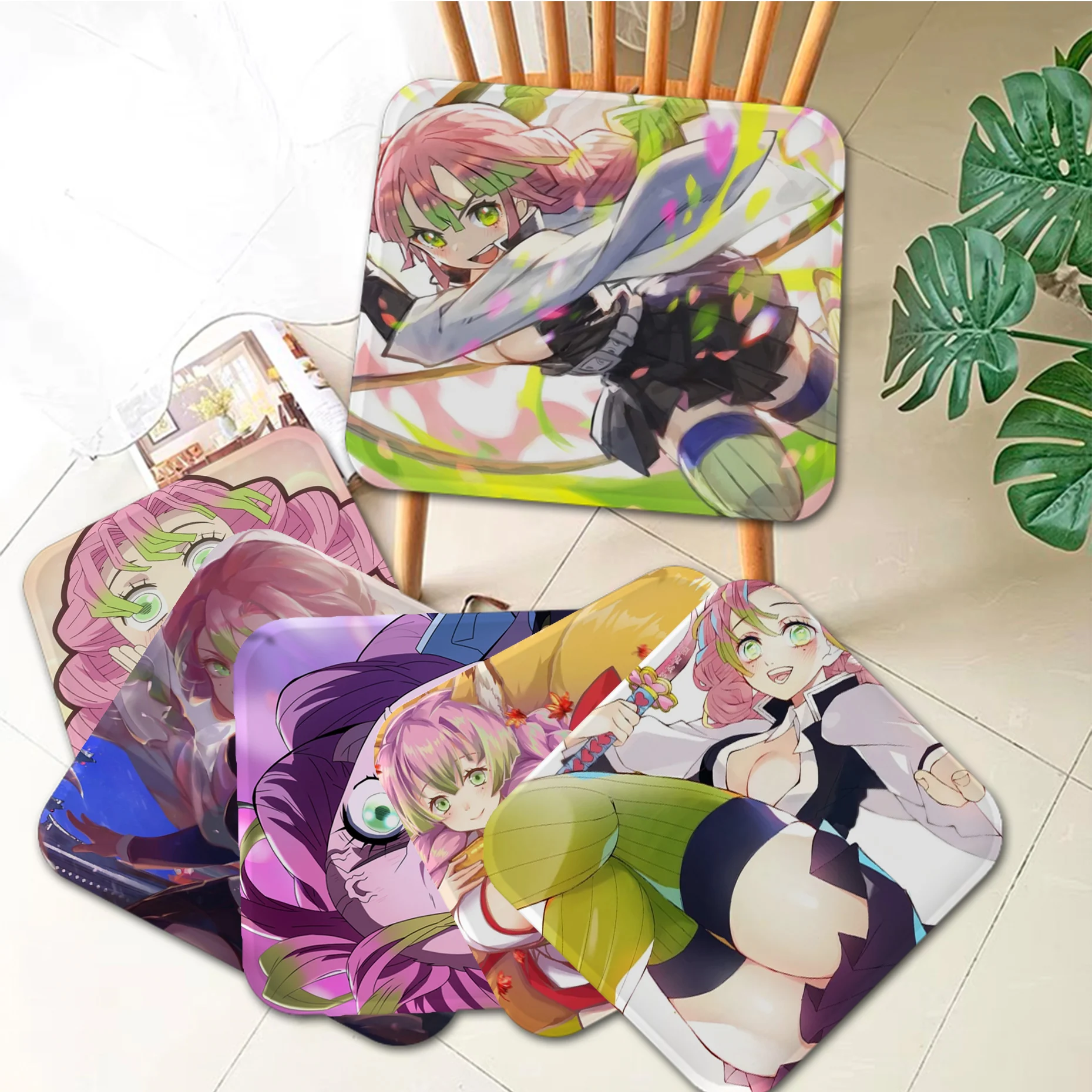 Anime M-Mitsuri Kanroji  Cushion Mat Nordic Printing Chair Cushion Soft Office Car Seat Comfort Breathable 45x45cm Sofa Cushion